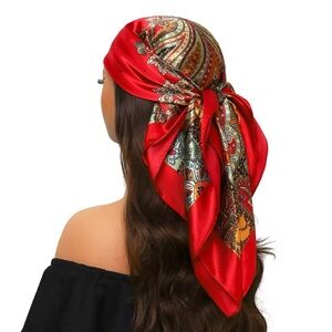 Elegant Red Paisley Silk Scarf